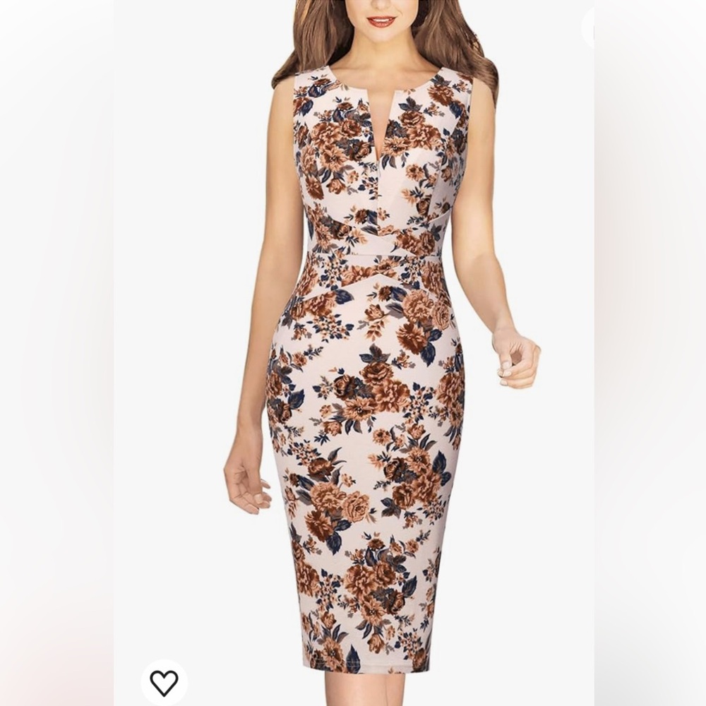 Vfshow Sleeveless Floral Sheath Dress - size M